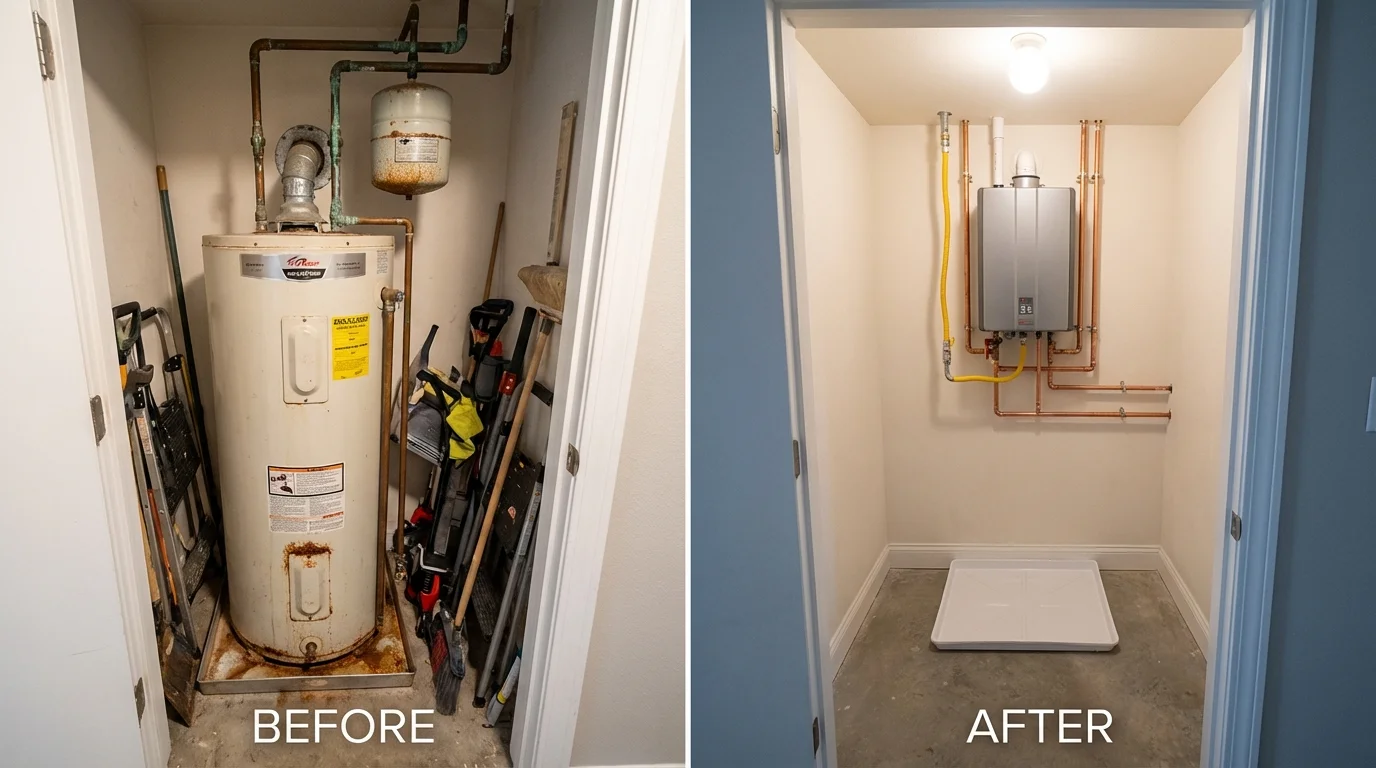 Tank water heater versus wall-mounted tankless unit comparison for Frazier Park, CA homeowners