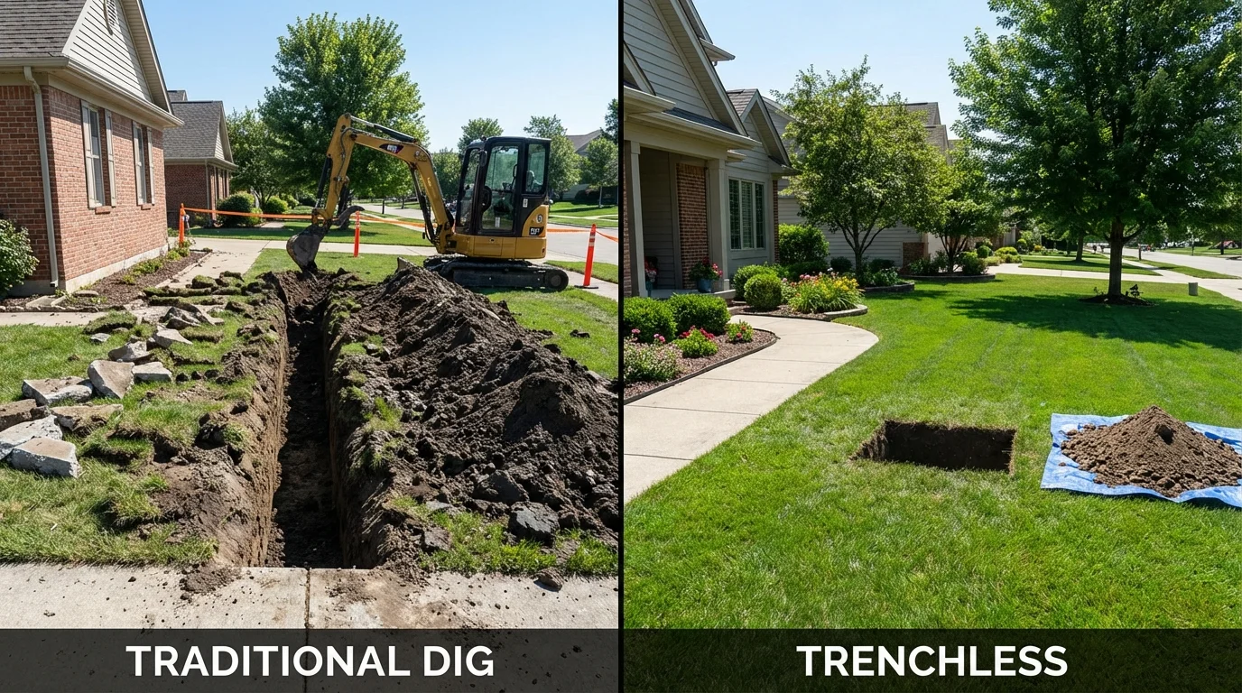 Trenchless sewer repair with minimal yard damage versus traditional excavation in Frazier Park, CA